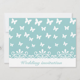 Hellblaue Schmetterlinge Wirbel Hochzeitsfeier Einladung