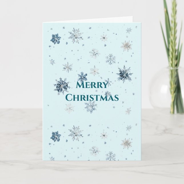 Hellblaue Schneeflocken Weihnachten  Karte (Vorderseite)
