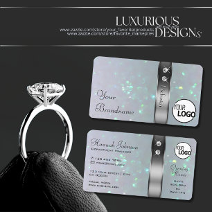 Hellblaue Silber-Dekor Perlenlogos Juwelen für Gl Visitenkarte