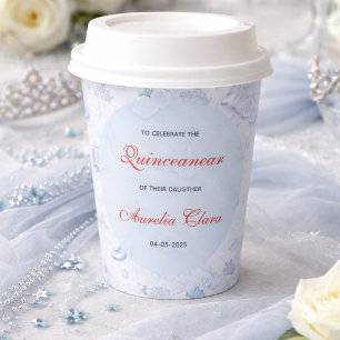 Hellblaue Silber Prinzessin Quinceanera Geburtstag Pappbecher
