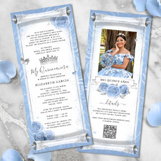 Hellblaue Silver Geburtstag Scroll Einladungskarte Einladung