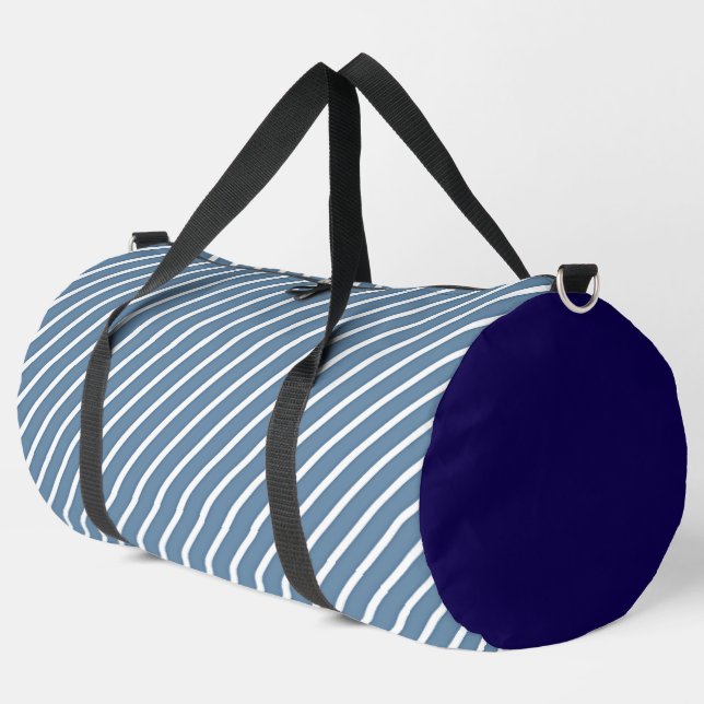 Hellblaue Streifen Duffle Bag (Linke Ecke)