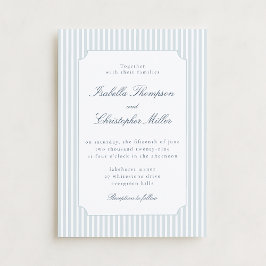 Hellblaue Streifen Hochzeitseinladung mit Rahmen Einladung