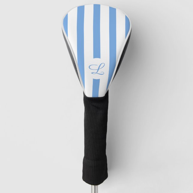 Hellblaue Streifen Moderne Monogram Girl Golf Headcover (Vorderseite)
