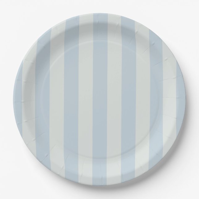 Hellblaue Streifen Pappteller (Vorderseite)