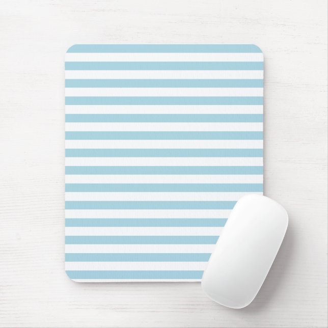 Hellblaue Streifen Urlaub Sommerpastel Mousepad (Mit Mouse)