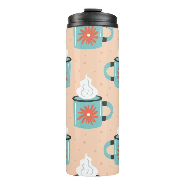Hellblaue Tasse mit dampfnahtlosem Muster, Textur (Vorderseite)