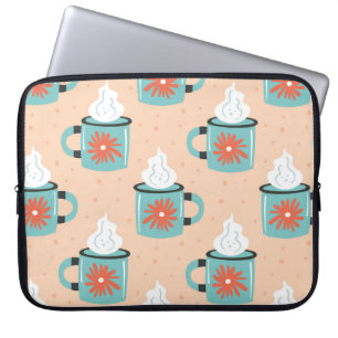 Hellblaue Tasse mit dampfnahtlosem Muster, Textur Laptopschutzhülle