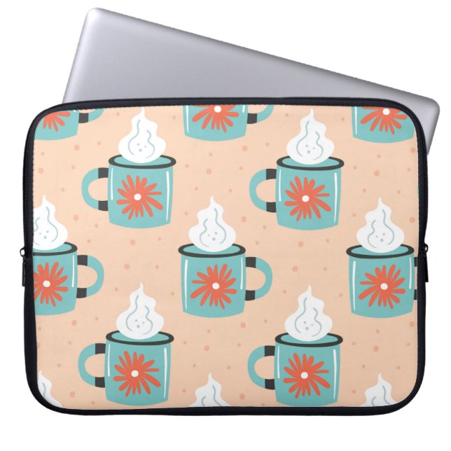 Hellblaue Tasse mit dampfnahtlosem Muster, Textur Laptopschutzhülle (Vorderseite)