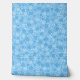 hellblaue Töne mit Polka-Punkten im Retro-Stil der Tapete