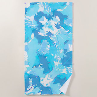 Hellblaue und Abstrakte Pinselstriche Strandtuch