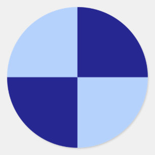 Hellblaue und dunkelblaue Rechtecke Runder Aufkleber