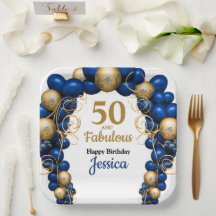 Hellblaue und flache goldene Geburtstagsfeier