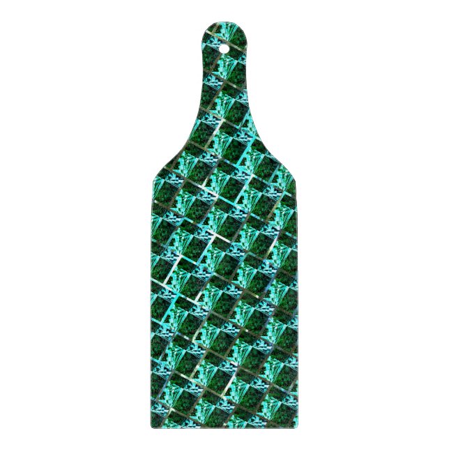 Hellblaue und grüne Rechtecke oder Ziegel-Effekt? Schneidebrett (Vorderseite)