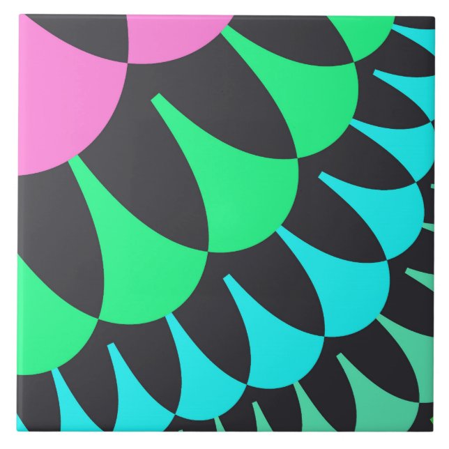 Hellblaue und grüne Skala Fliese (Vorderseite)