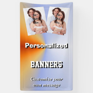 Hellblaue und orange Fotoschablone Banner