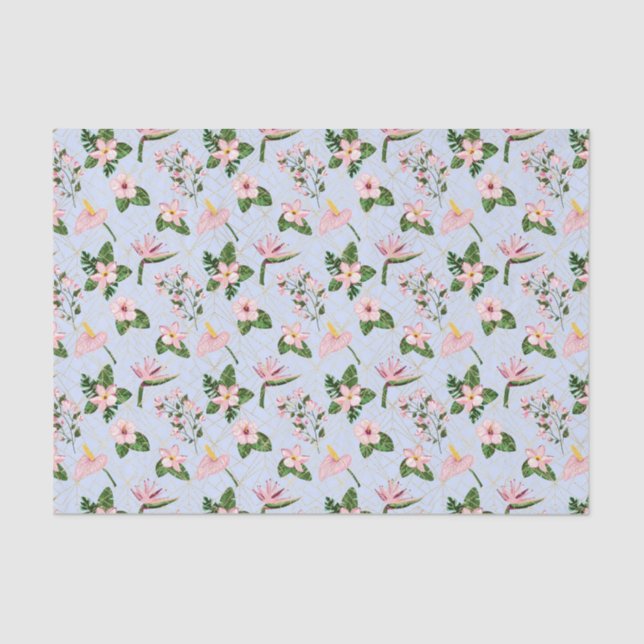 Hellblaue und rosa Blume Seidenpapier (Vorderseite)