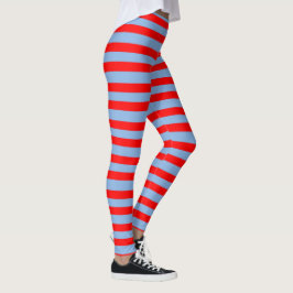 Hellblaue und rot gestreifte Leggings