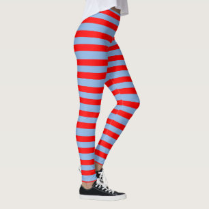 Hellblaue und rot gestreifte Leggings