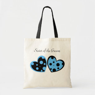 Hellblaue und schwarze Herz-Tasche Tragetasche