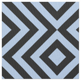 Hellblaue und schwarze Zickzacke u. Diamanten Stoff
