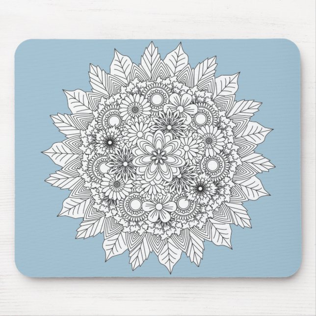 Hellblaue und weiße Blume Mousepad (Vorne)