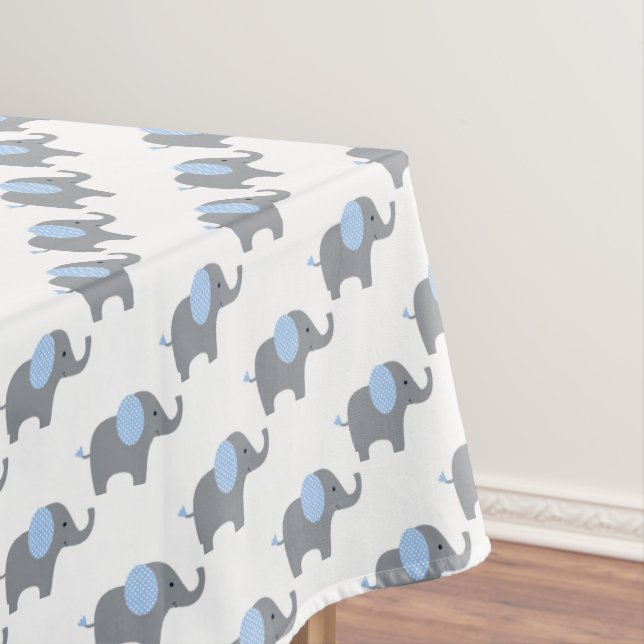 Hellblaue und weiße Elephant Baby Dusche Tischdecke (Beispiel)