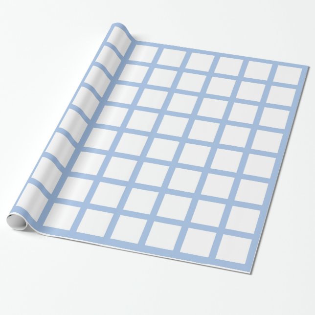Hellblaue und weiße Quadrat-Packpapier Geschenkpapier (Ungerollt)