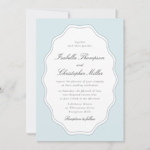 Hellblaue verzierte Rahmen-Hochzeitseinladung 📝 D Einladung