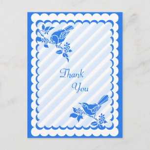 Hellblaue Vögel mit diagonalen Streifen Vielen Dan Postkarte