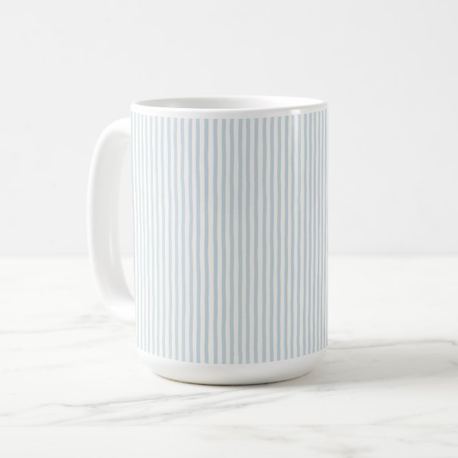 Hellblaue weiße Streifen   Kaffeetasse (Vorderseite Links)