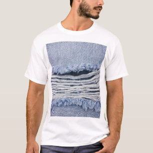 Hellblaue zerrissene Jeans-Textur T-Shirt