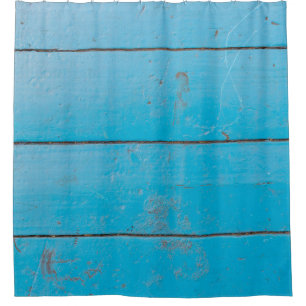 Hellblauer Aquamarine Vintages Holzstaub Duschvorhang