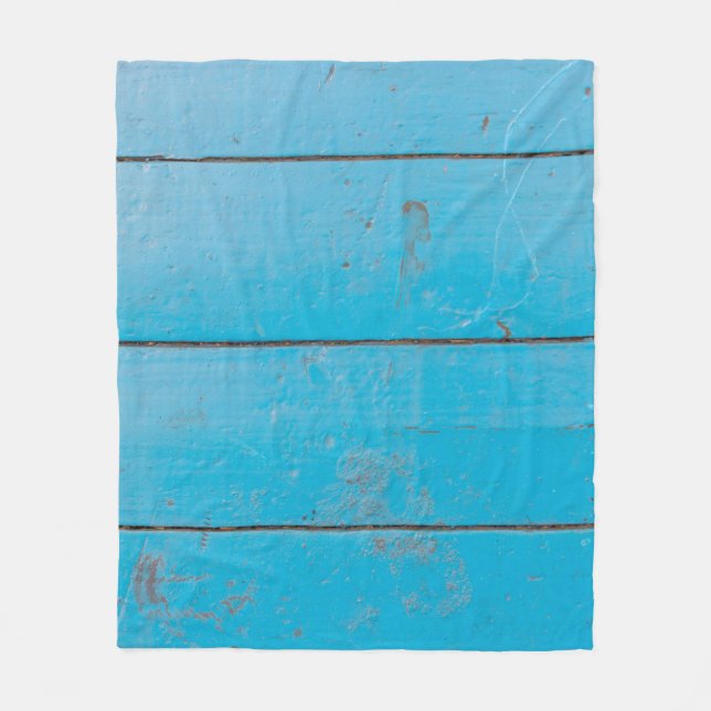 Hellblauer Aquamarine Vintages Holzstaub Fleecedecke (Vorderseite)