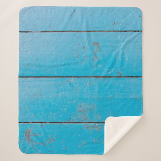 Hellblauer Aquamarine Vintages Holzstaub Sherpadecke (Vorderseite)