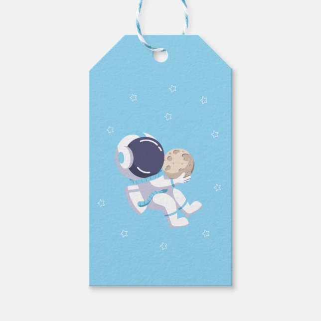 Hellblauer Astronaut - Geschenkanhänger (Vorderseite)
