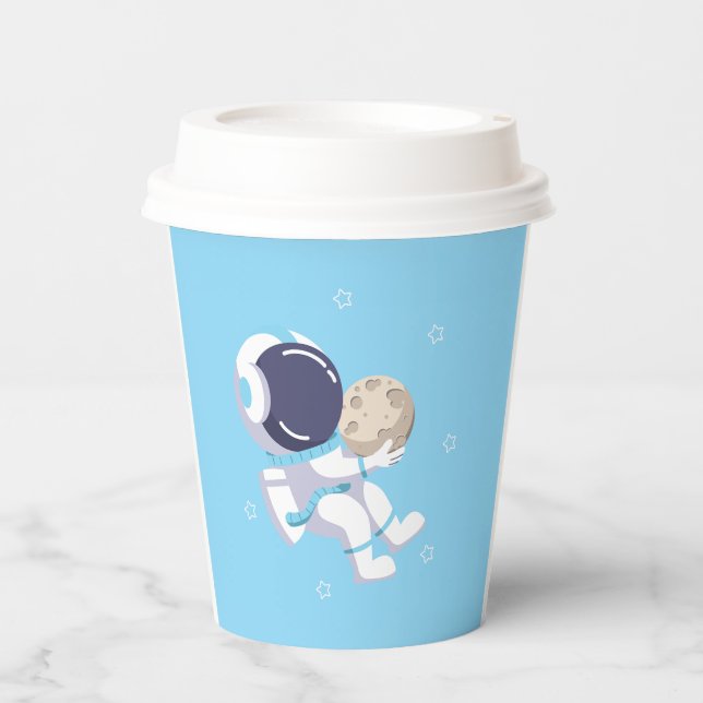 Hellblauer Astronaut - Tasse Pappbecher (Vorderseite)