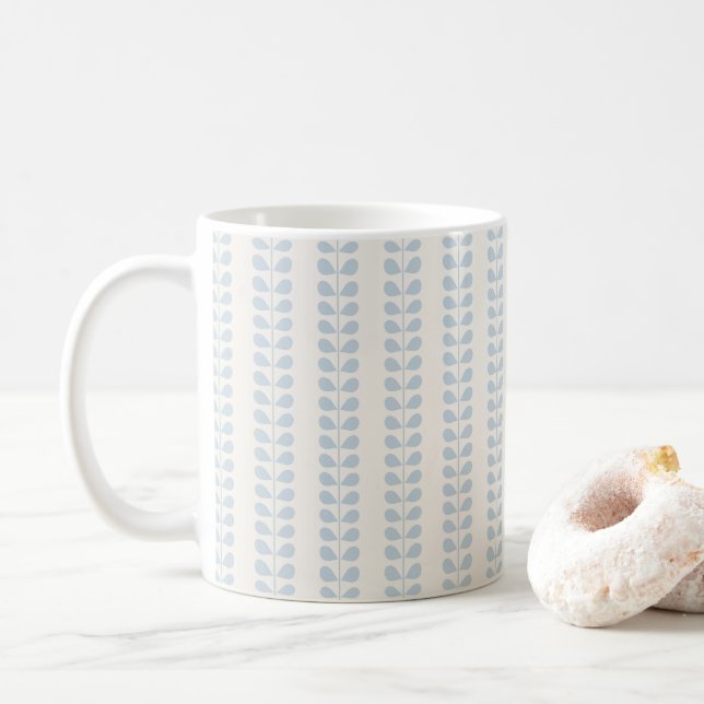Hellblauer Blattstreifen Kaffeetasse (Mit Donut)