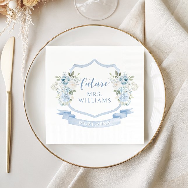 Hellblauer Blumenkranz Hochzeit Future Mrs Bridal  Serviette (Von Creator hochgeladen)