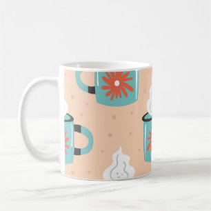 Hellblauer Cup Seamless Muster. Kaffeetasse