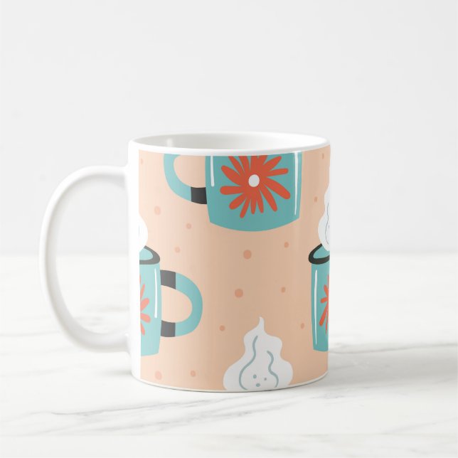 Hellblauer Cup Seamless Muster. Kaffeetasse (Links)