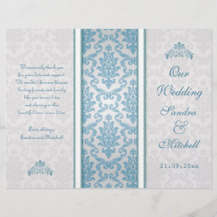 Hellblauer Damast auf dem Silberhochzeitsprogramm