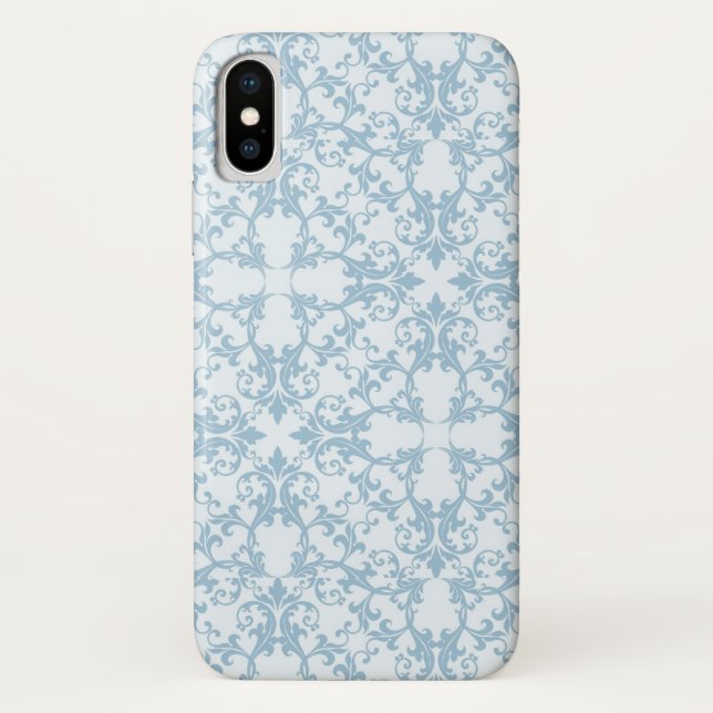 Hellblauer Damast Case-Mate iPhone Hülle (Rückseite)