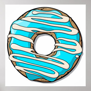 Hellblauer Donut mit Icing Poster