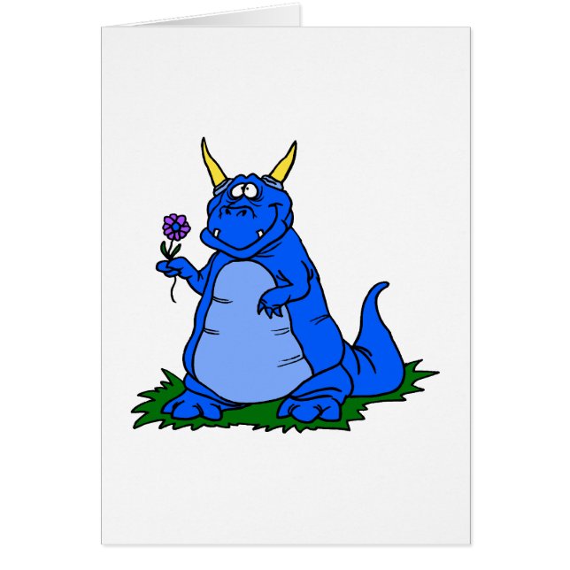 Hellblauer Drache mit Blume (Vorne)