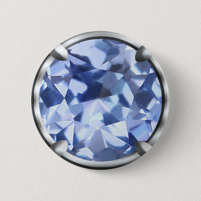 Hellblauer Edelstein-Entwurf Button (Vorderseite)