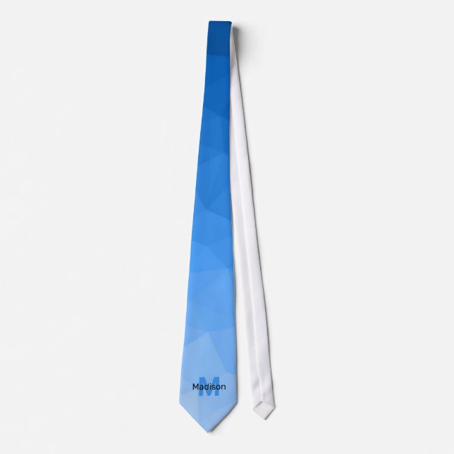 Hellblauer Farbverlauf-Geometrie-Maschen-Muster-Mo Krawatte (Vorderseite)