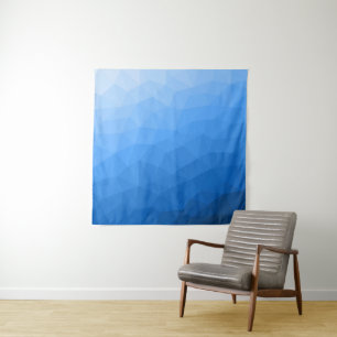 Hellblauer geometrischer Maschenmusterverlauf Wandteppich
