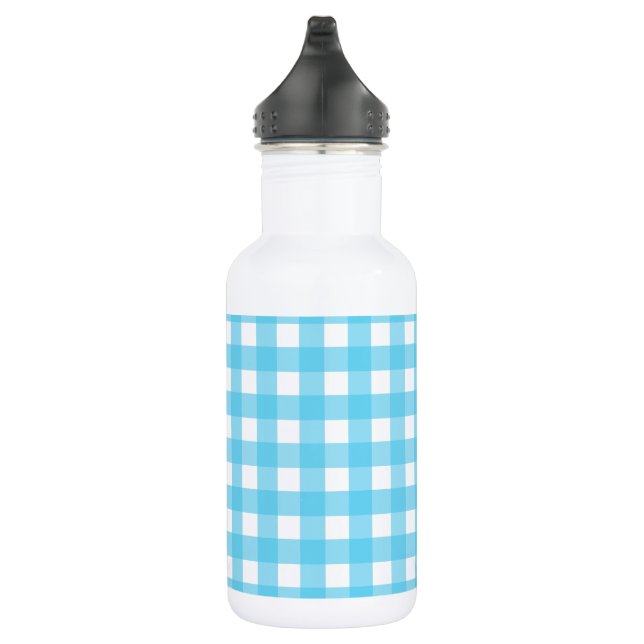Hellblauer Gingham Edelstahlflasche (Rechts)