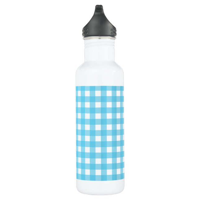 Hellblauer Gingham Edelstahlflasche (Rechts)